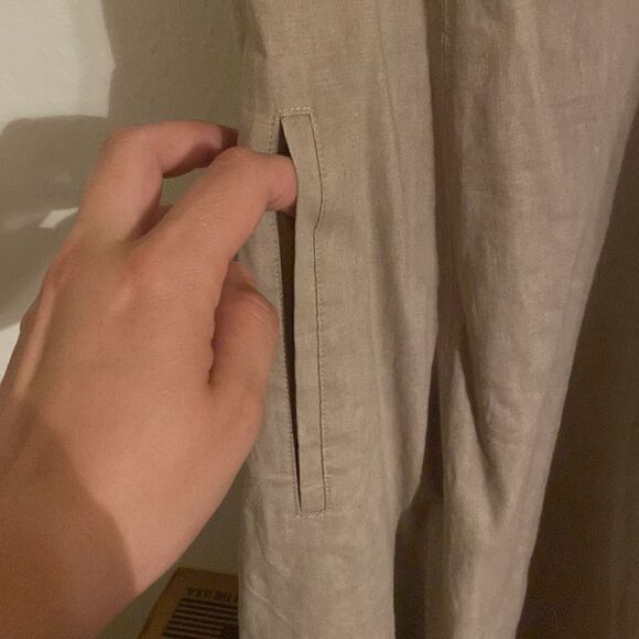 NWT Elle Tahari Taupe Beige Linen Satin Lined Sleeveless Dress - Picture 4 of 10